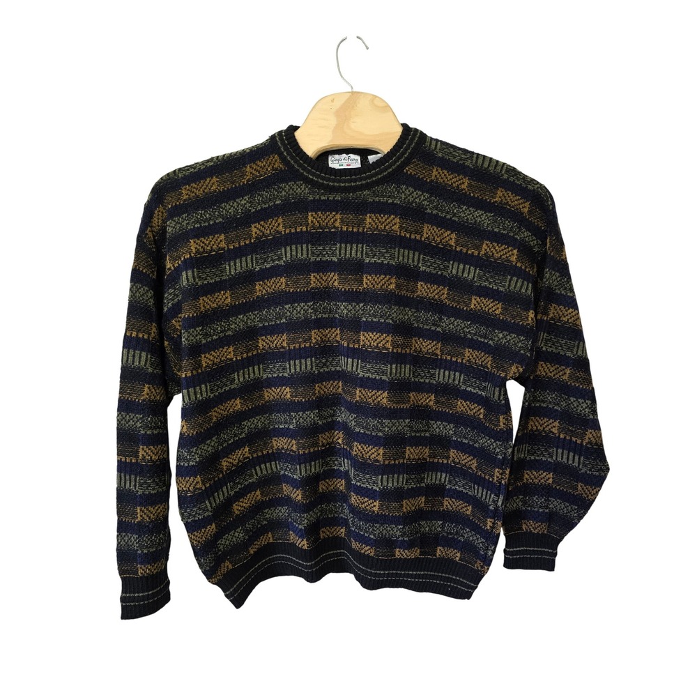Giorgio di Firenze Sweater Mens XXL Multi Geometric Stripe Alpaca Blend Italy